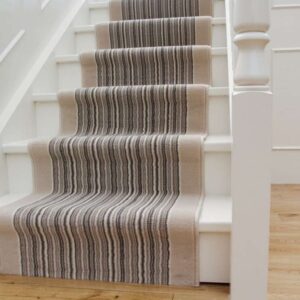 Cream Beige Stripey Stair Carpet Runner - Cut to Measure