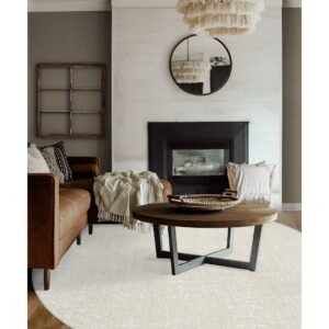 Crosshatch Beige Ivory Custom Round Carpet Custom Round Carpet