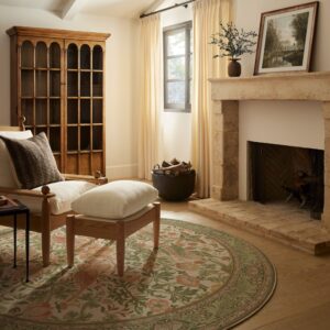 Strawberry Thief Sage & Rose Custom Round Carpet