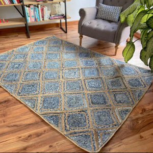 Blue Diamond Denim Jute Carpet