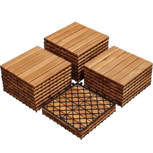 Acacia Wood Interlocking Deck Tiles Waterproof Flooring Tiles