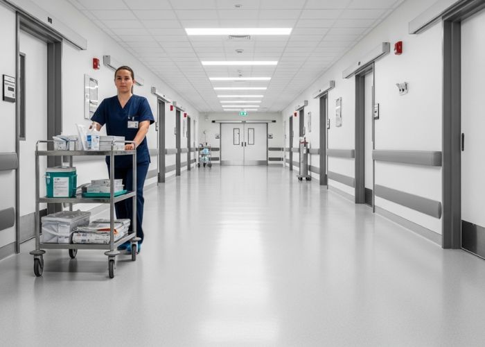 Non-porous hospital floors