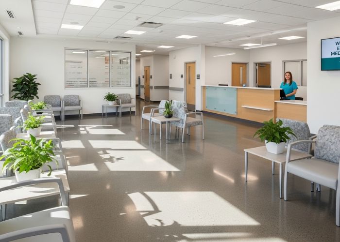 Polished concrete medical facility